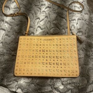 Michael Kors Perforated Tan Crossbody Bag Used Condition